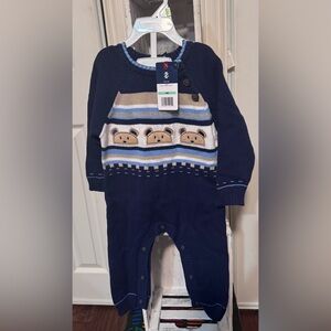 Izod Navy and Tan Baby Sweater